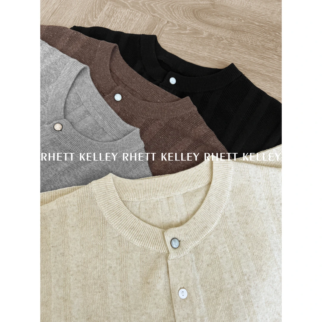 『霁月松风 极简松弛』天丝亚麻混纺提花垂顺亲肤意式亨利领针织