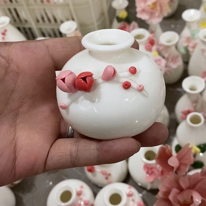 瓷片纯手工陶瓷花摆件瑕