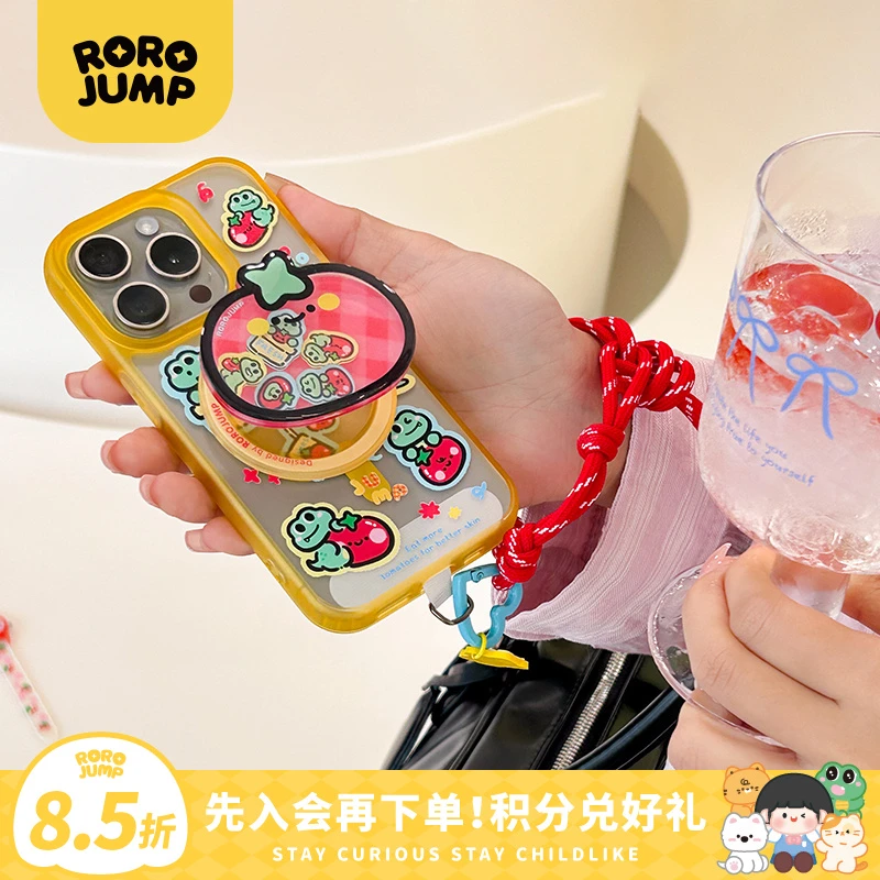 肉肉酱莉莉番茄派对磁吸手机壳适用iPhone15Promax支架magsafe女