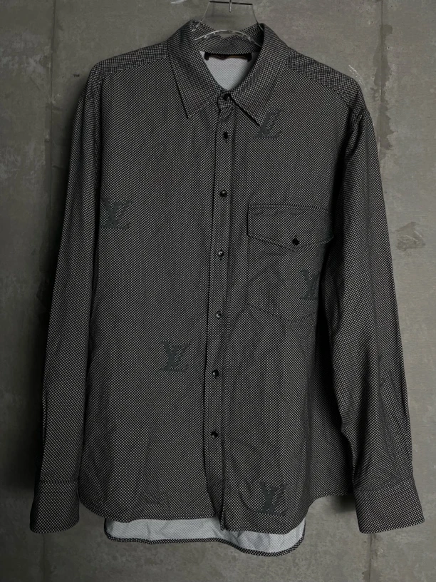 未使用 LouisVuitton/路易威登 L*1/灰色棋盘格衬衫外套/06601