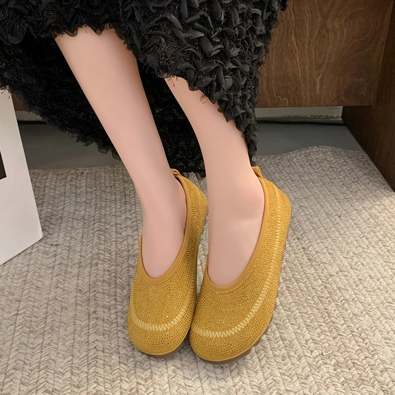 2025新款夏季女鞋圆头平底软面单鞋国风浅口舒适软底一脚蹬懒人鞋