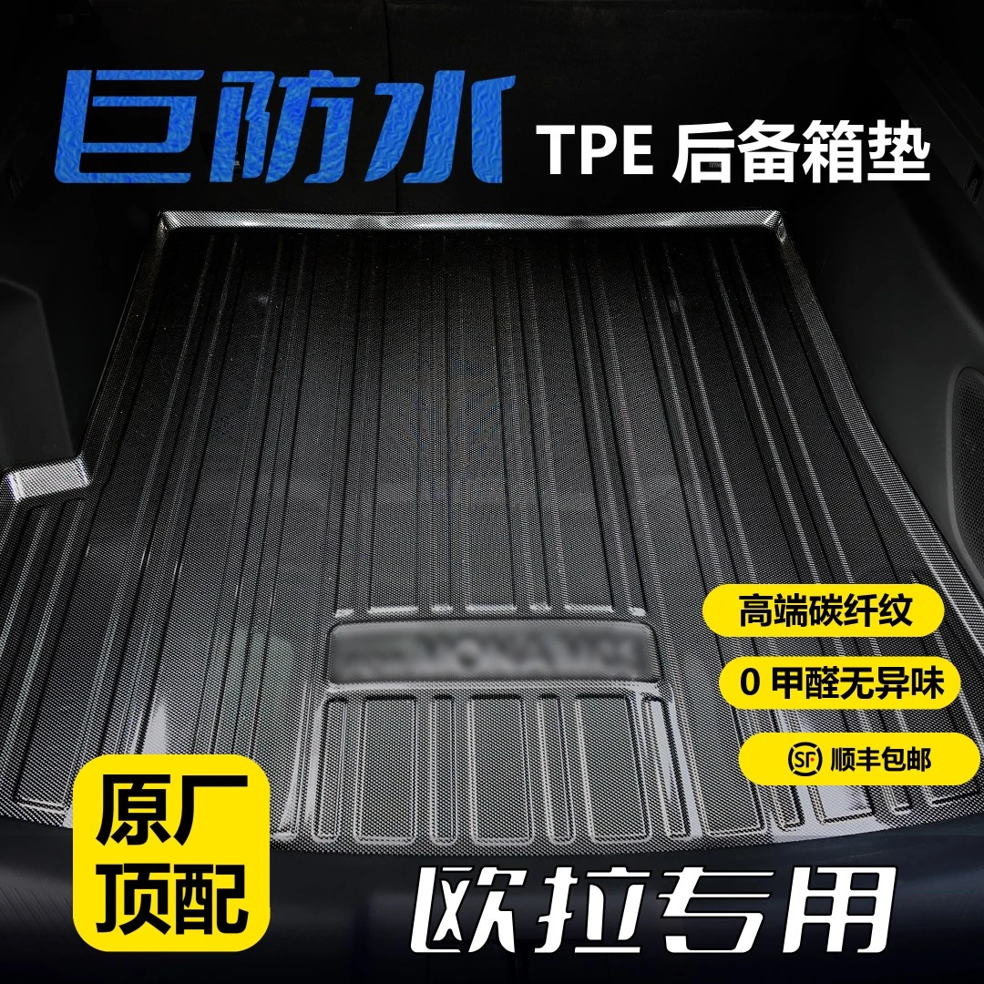 欧拉专用TPE后备箱垫3D立体防水耐磨环保无异味碳钎纹尾箱垫