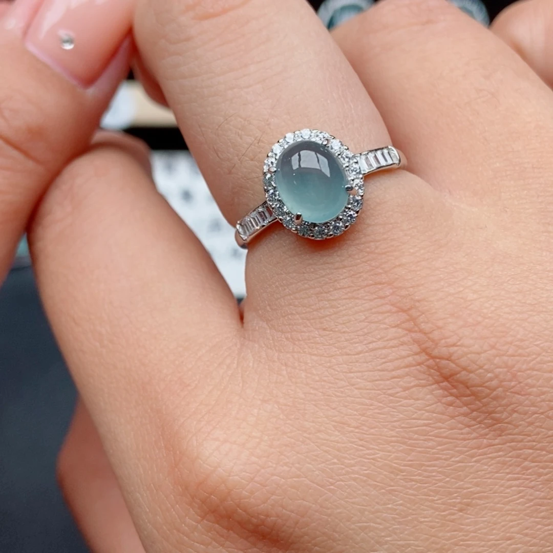 翡翠戒指银S925镶嵌45544