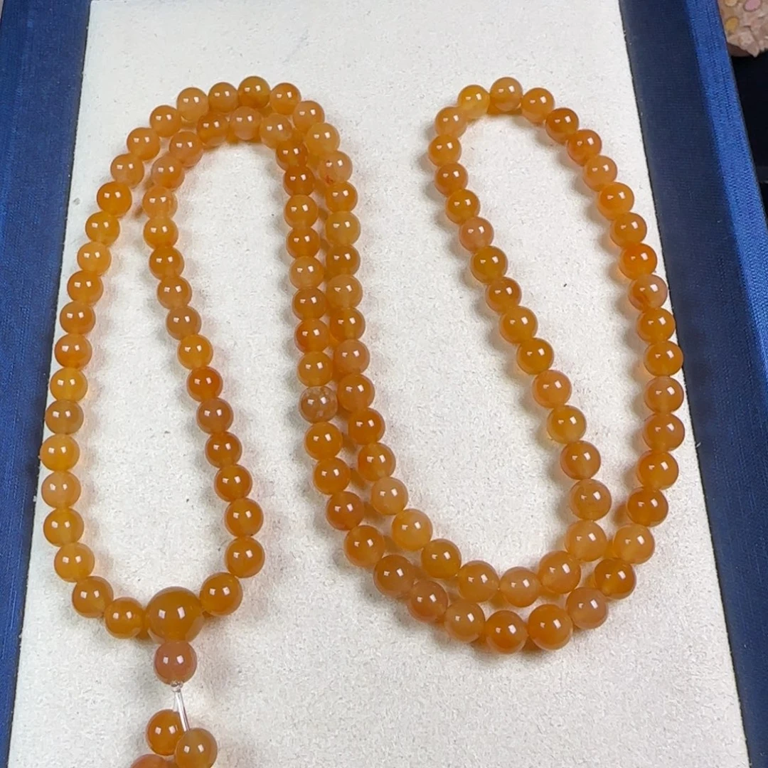 未镶嵌手链硅化玉卡6蜜糖108颗