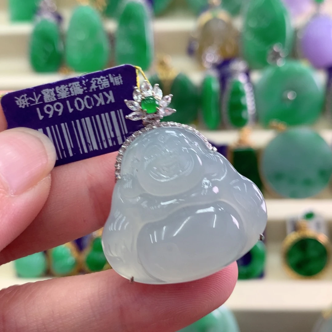 吊坠(不含链)18K金镶嵌翡翠