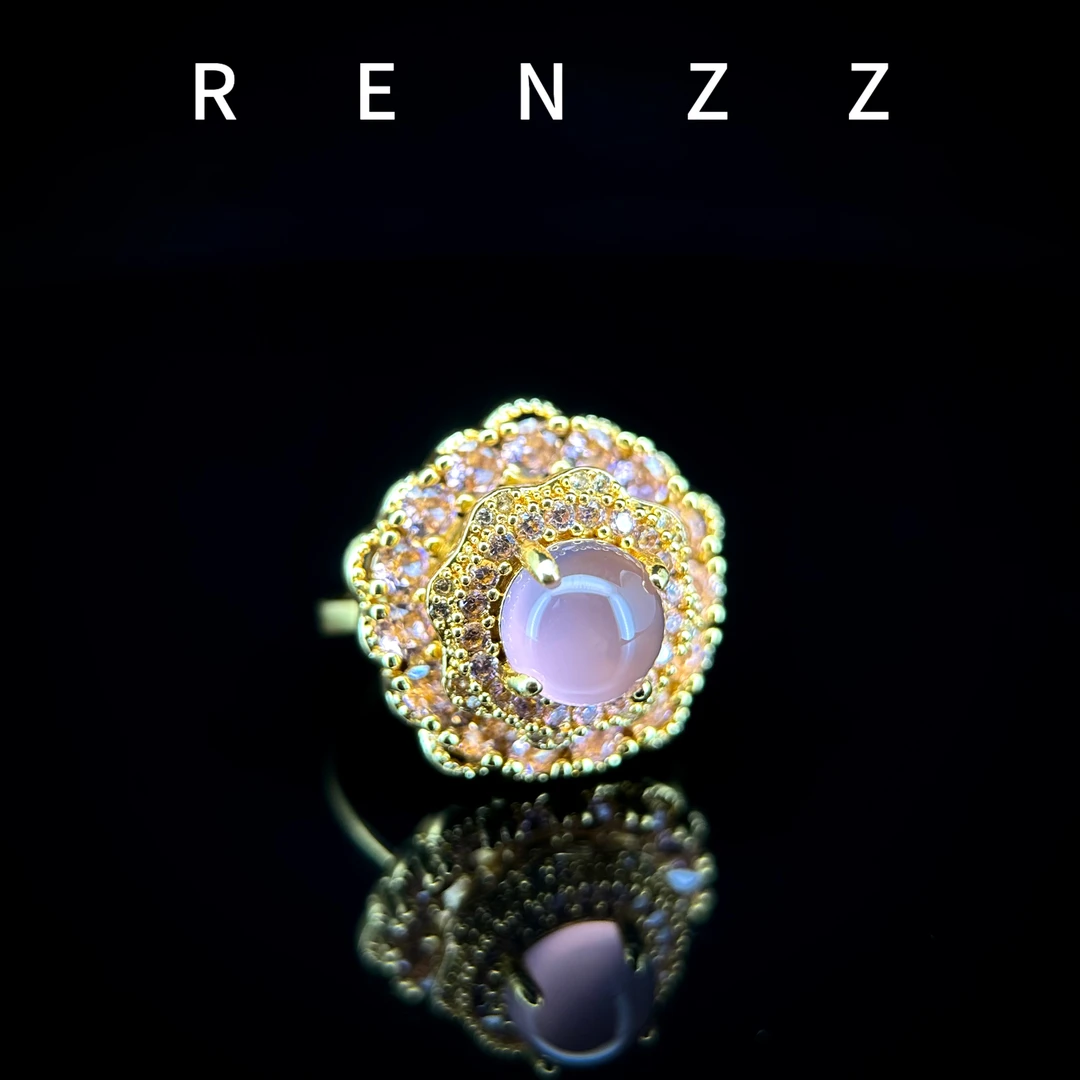 7780粉红色圆球可旋转戒指