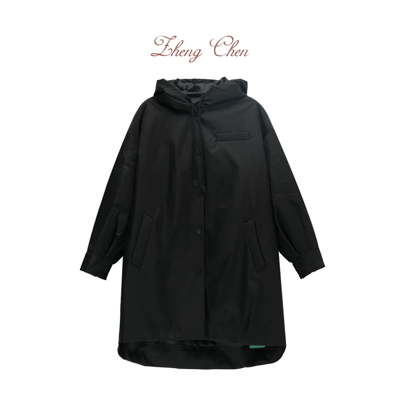 男装棉服外套时尚休闲黑色连帽中长款 YD-K68078