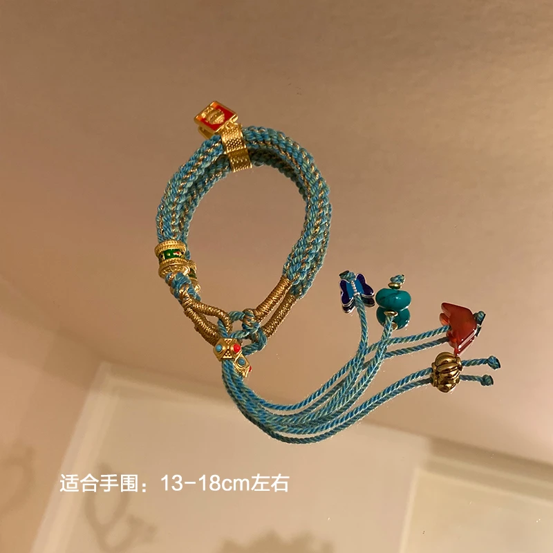 合金布艺手链 编绳手链饰品手工彩色小众民族风手绳8627-09