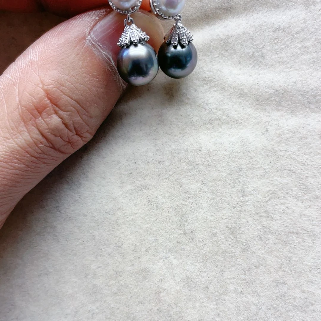 海水珍珠耳饰银S925镶嵌