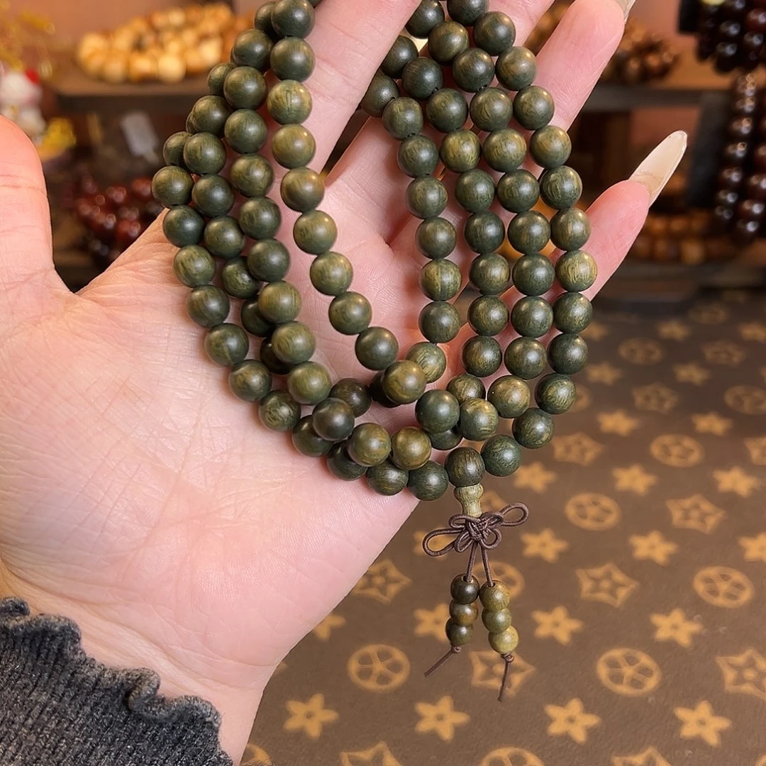 维腊木（绿檀）绿檀木108 0.8多圈手串项链
