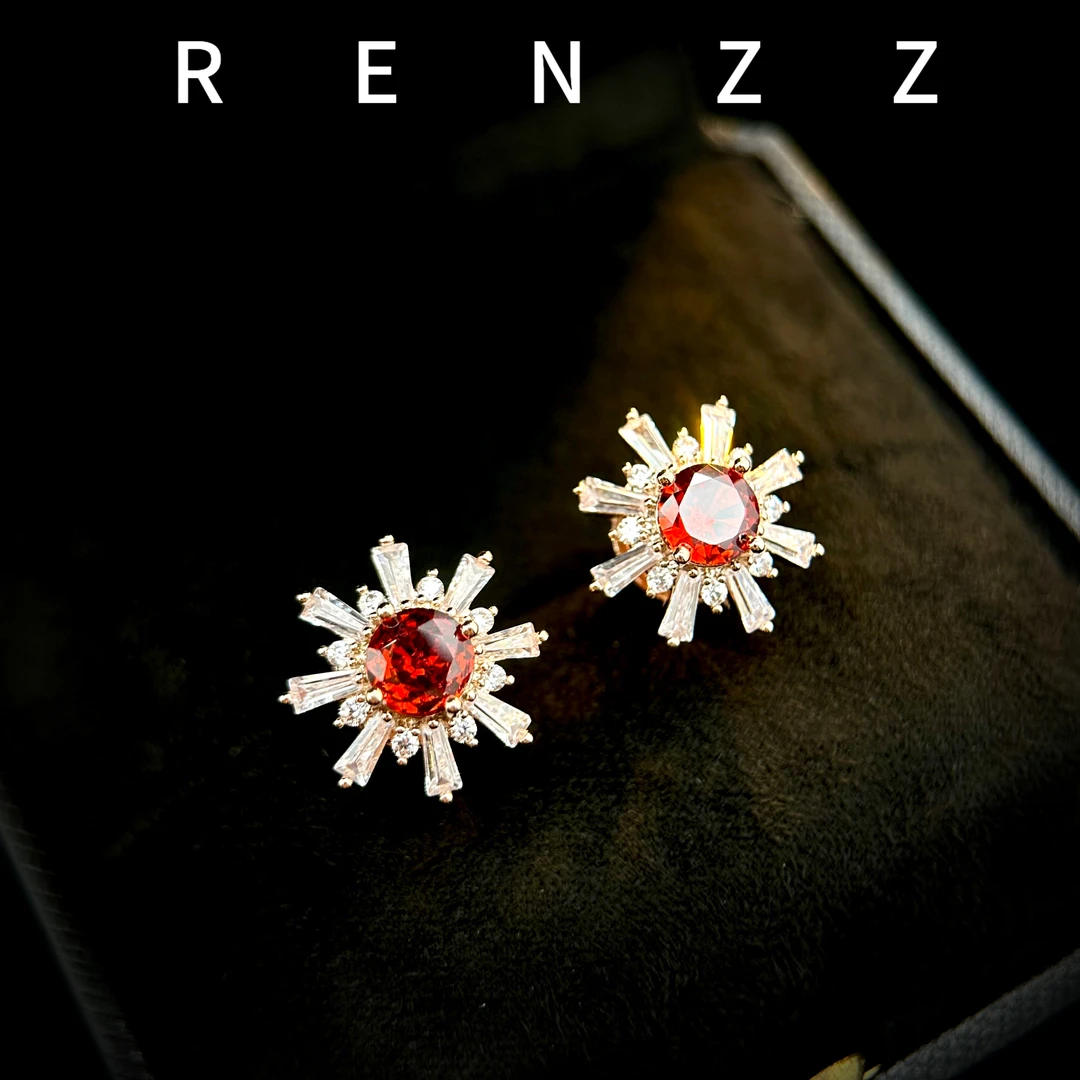 0268玫瑰金色太阳花耳钉