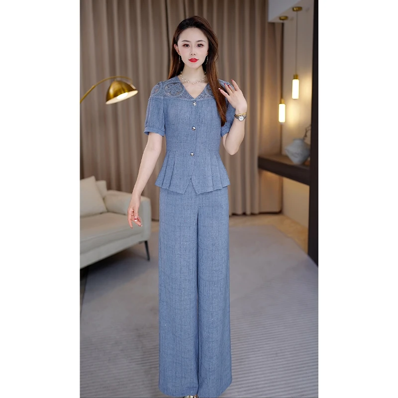 【上衣+裤子】优雅新款气质时尚休闲收腰显瘦套裤25706