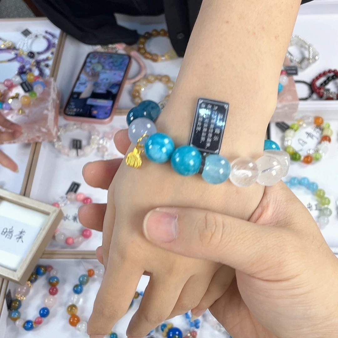 水晶手链银S925镀金镶嵌