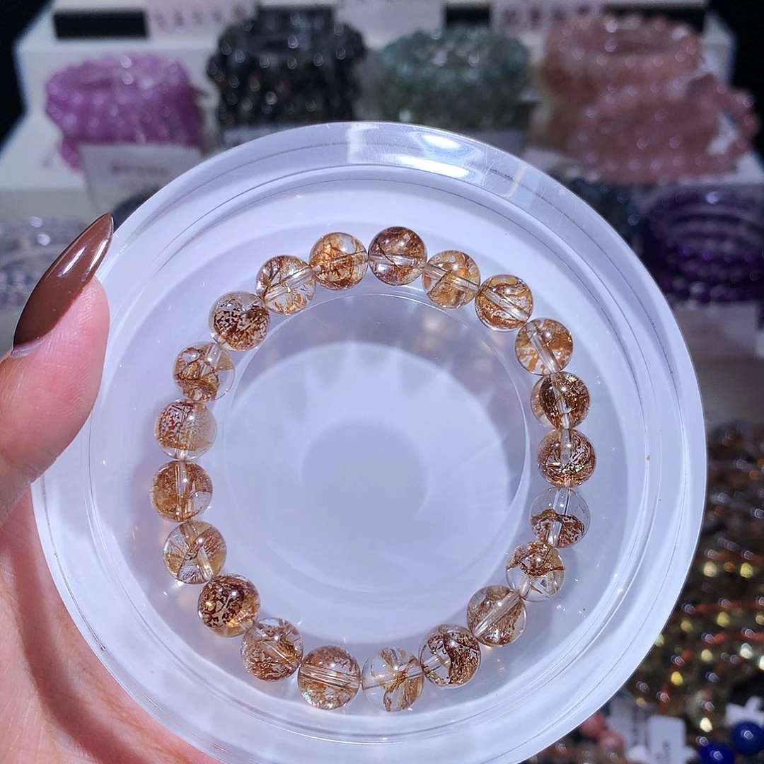 未镶嵌手链水晶（9+金箔锦鲤胶花）