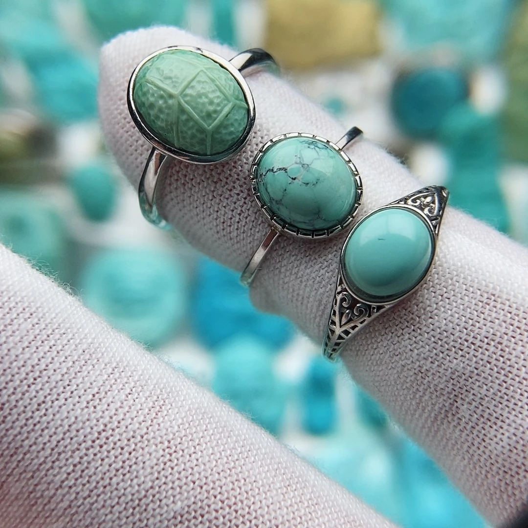 绿松石戒指银S925镶嵌