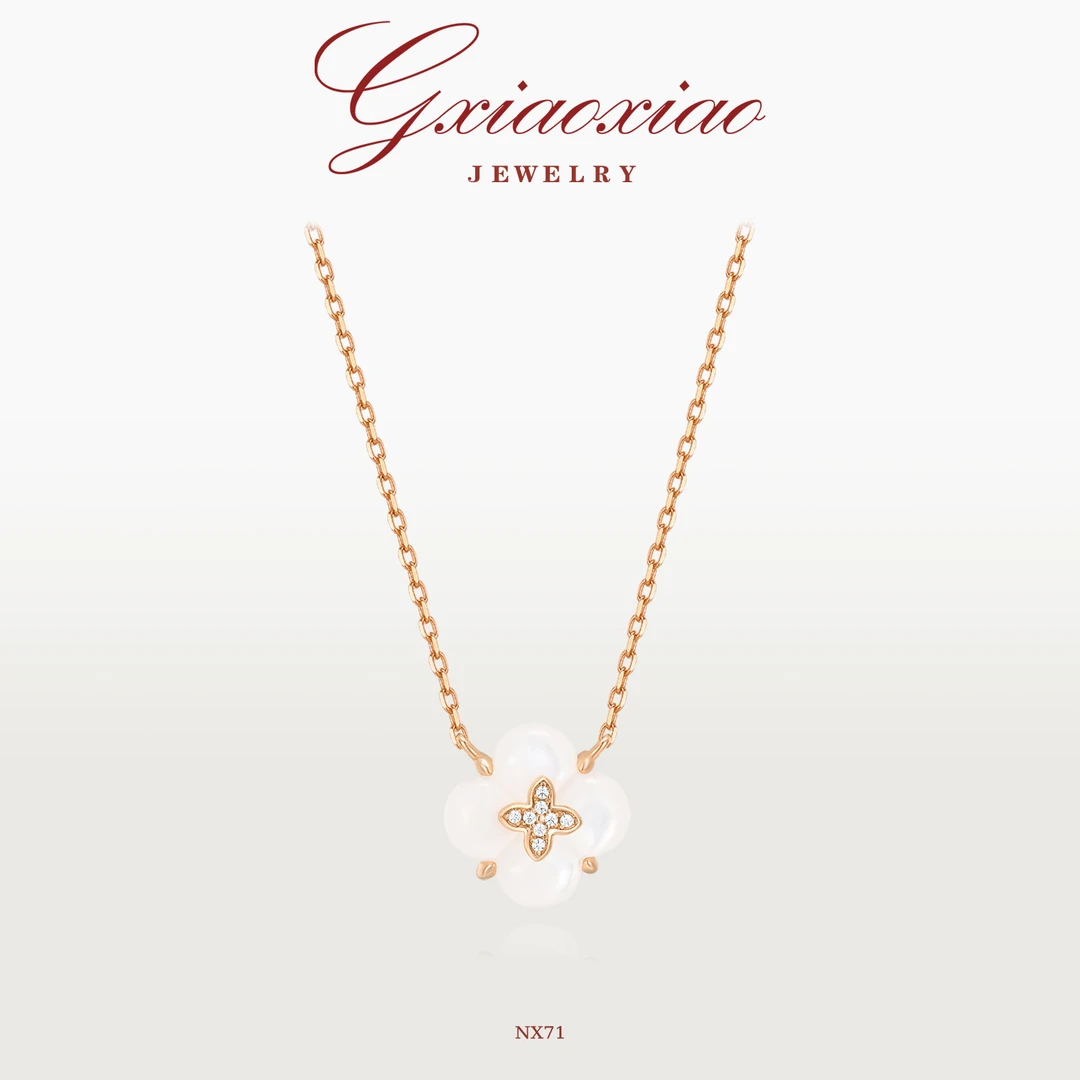 G XIAOXIAO 925银 镀K金【月光四照】气质花花项链 NX71