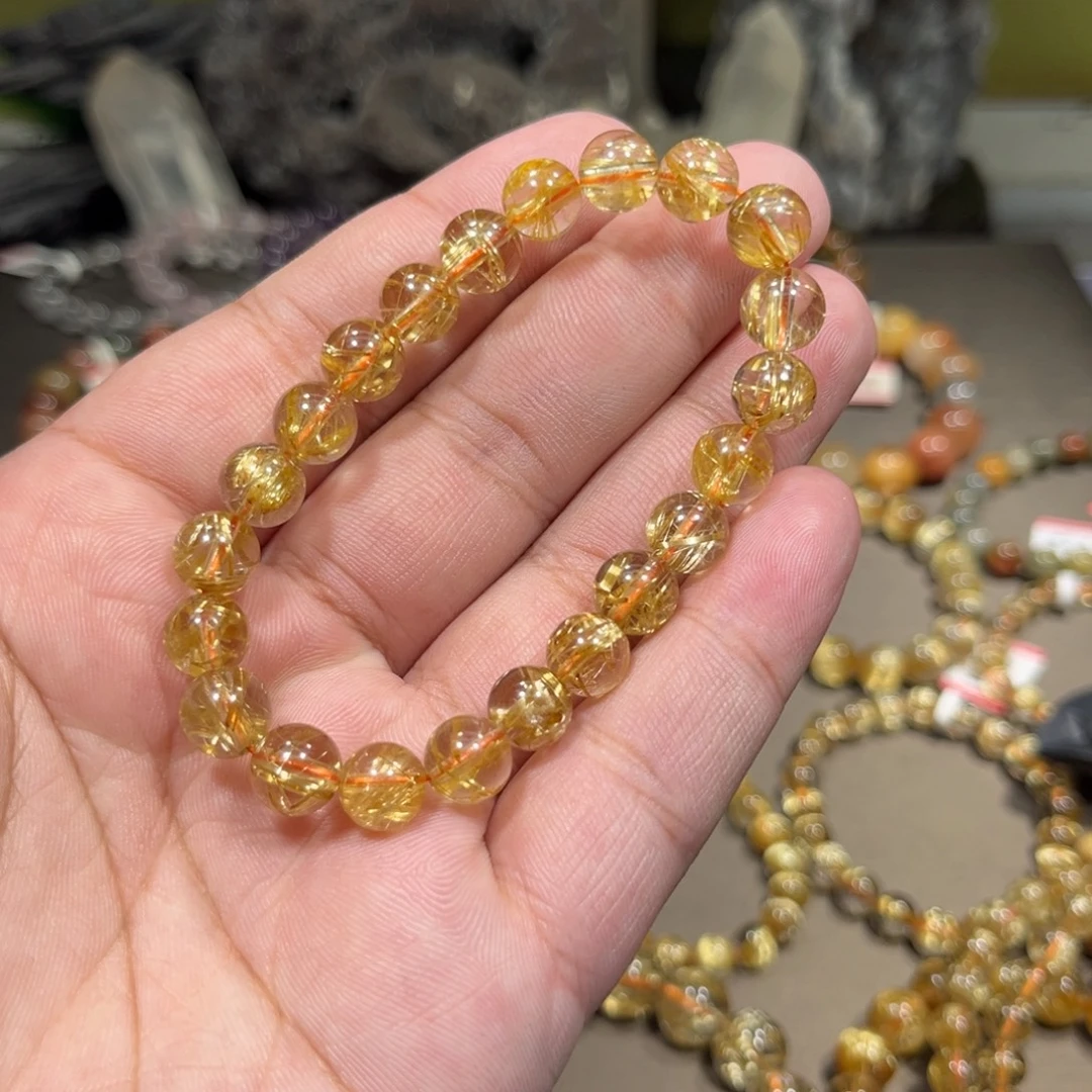 水晶未镶嵌手串钛晶金发晶