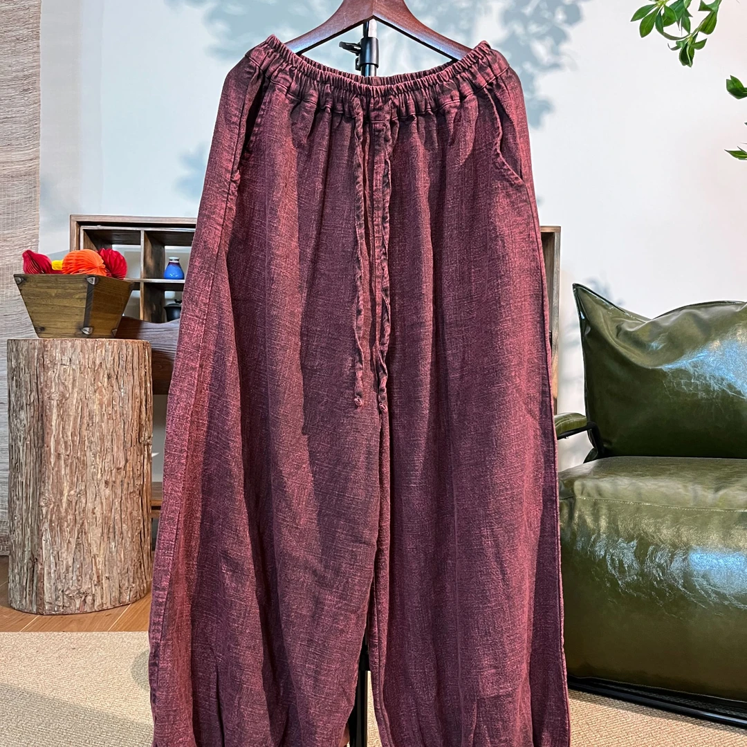 【大梅子推荐】设计款亚麻灯笼裤X0091