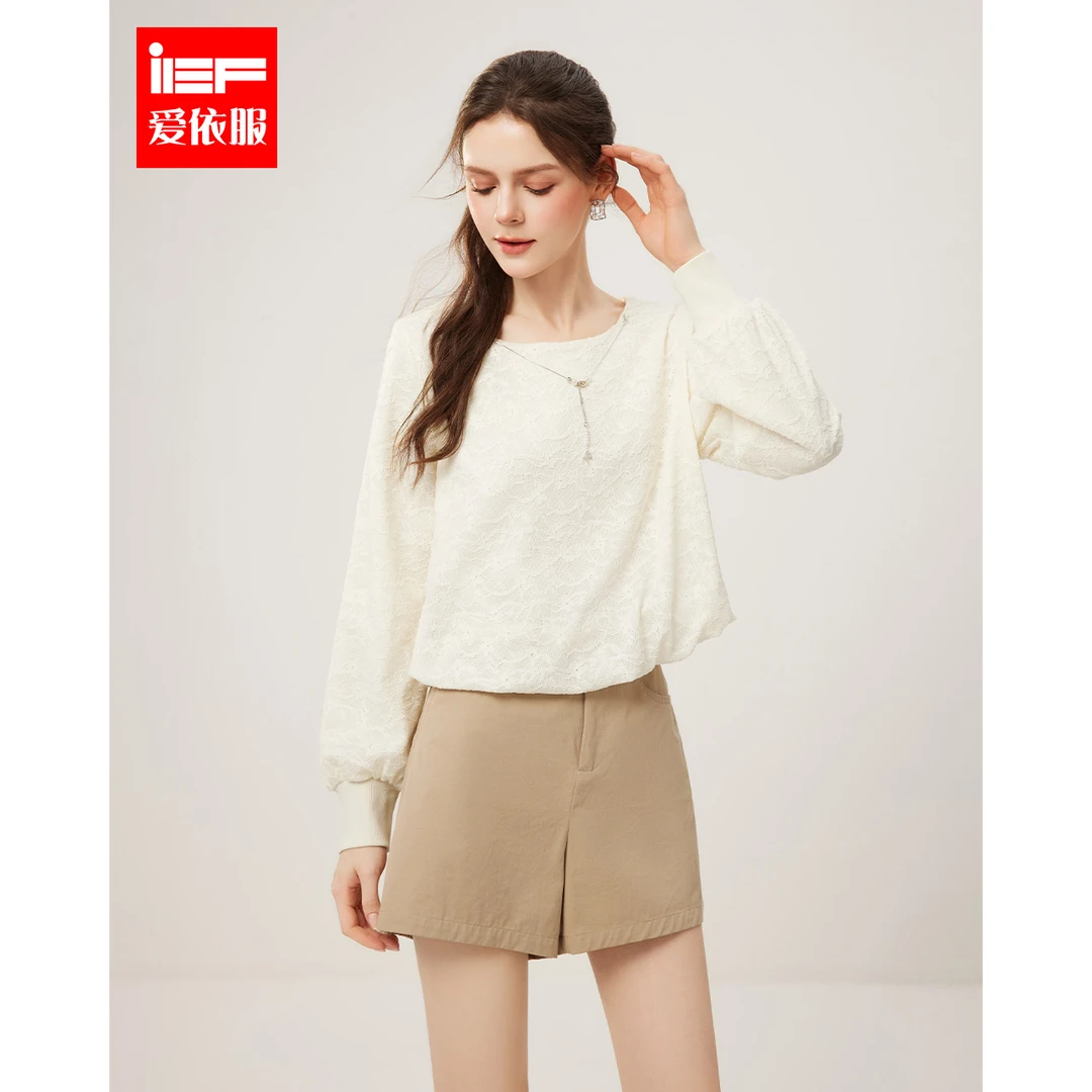 【商场同款新品】IEF/爱依服2025春季新款小女人蕾丝上衣欧若风
