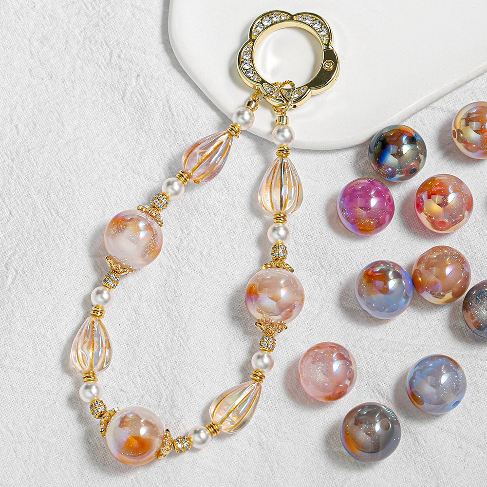 【海蒂加】人鱼星空直孔圆珠多尺寸 diy手工配件