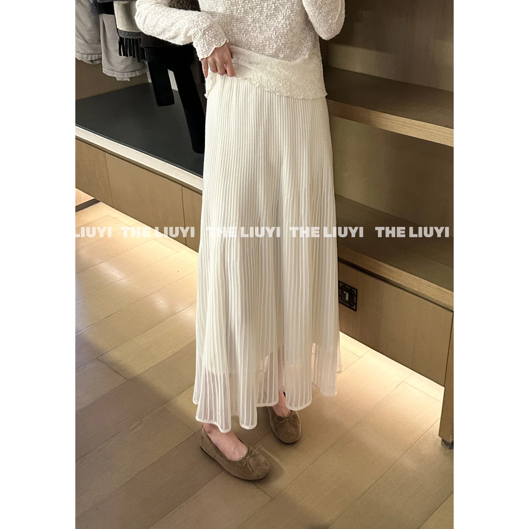 【LIUYI】美好裙~温柔风不规则针织百褶半身长裙59106