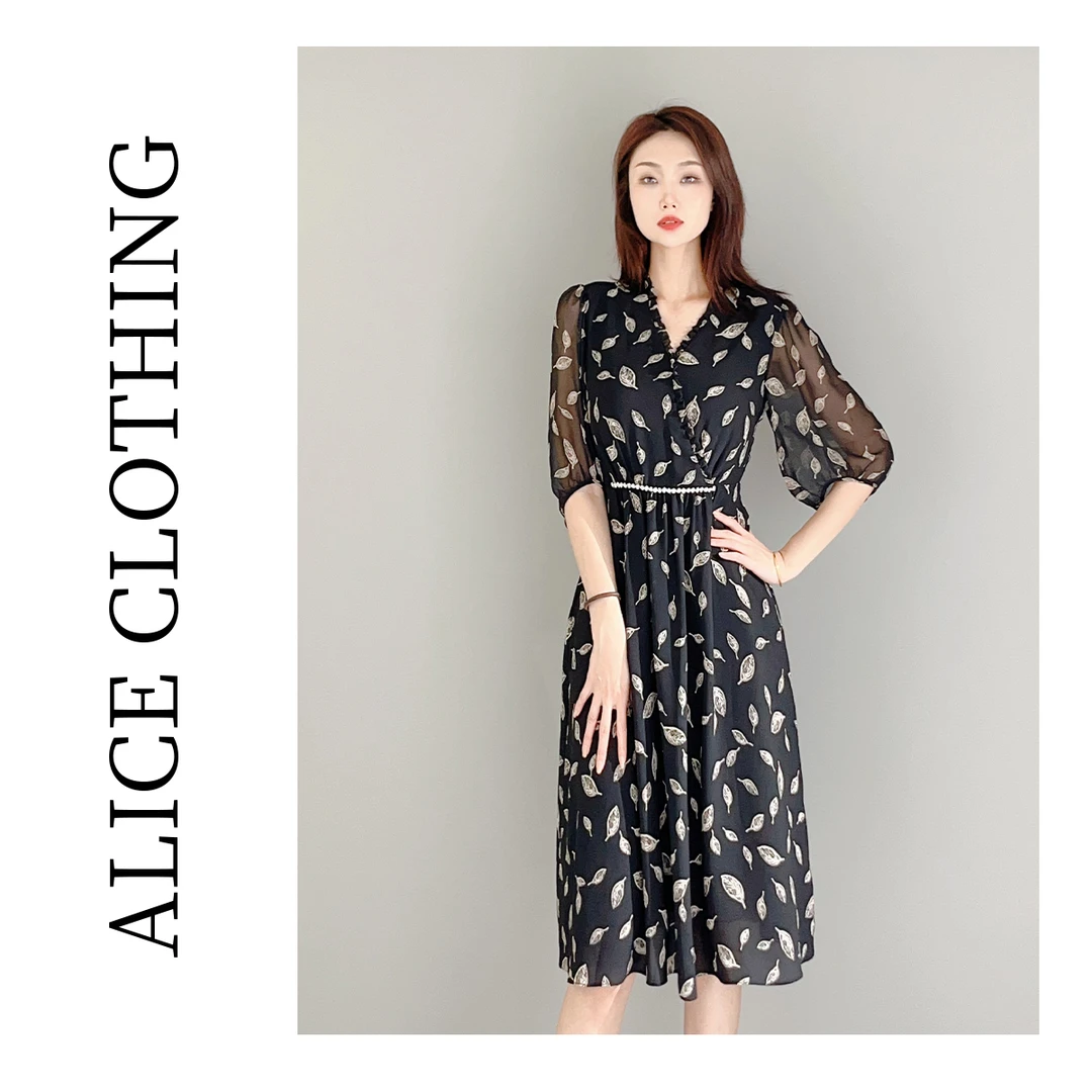 2 alicelulu “风吹叶动”连衣裙腰间钻饰 轻盈飘逸 S1033303Q