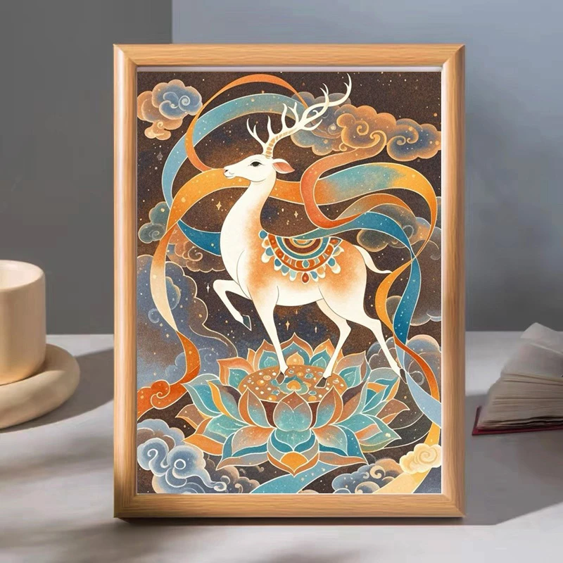 九色鹿祝福好运相框敦煌客厅玄关吉祥送礼桌面摆件相框摆台挂画