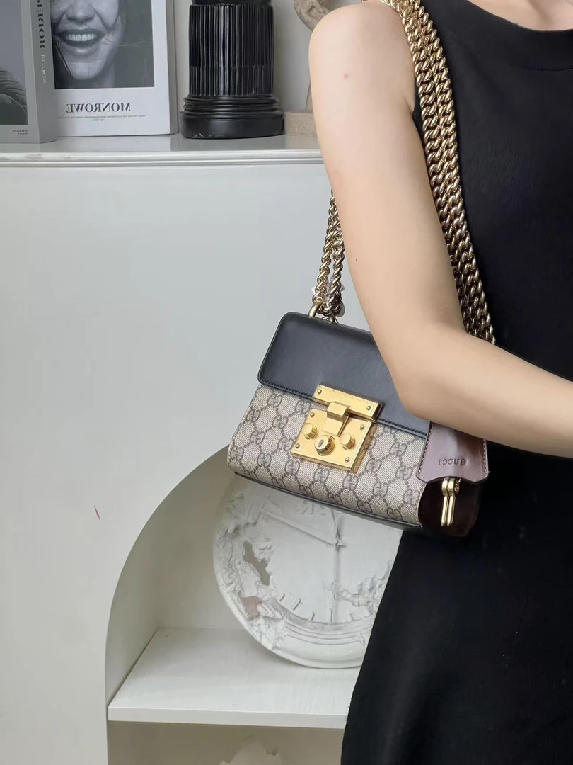 99新 GUCCI/古驰 padlock 月光宝盒 盒子包 黑盖/99新/优选