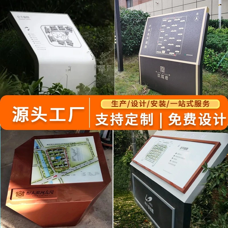 小区指示牌指引层广告牌引导牌导视台总平图产品介绍小区索引斜面