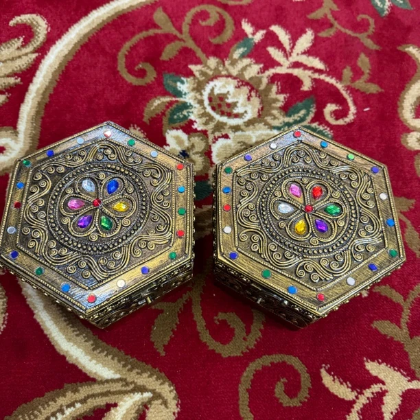 AJ咒 大号牌牌菱形收纳盒能量盒 首饰盒复古创意木制礼品盒