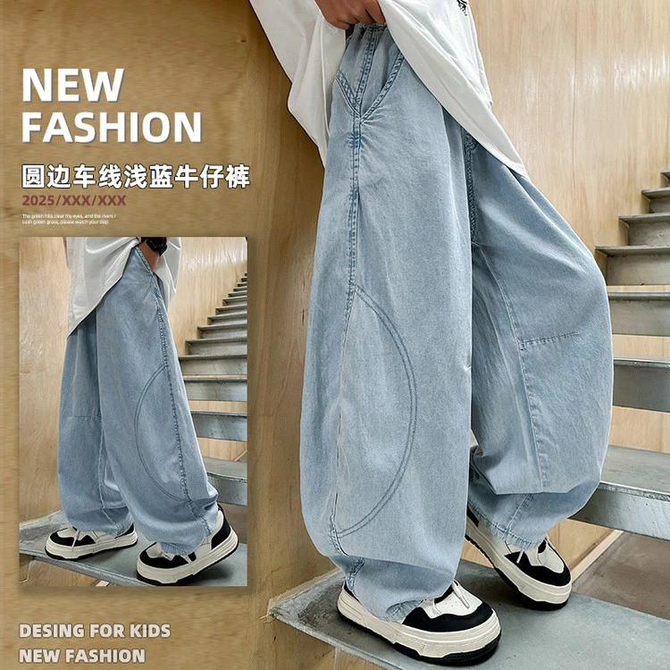 男童夏季薄款牛仔裤2025新款儿童装夏款防蚊裤中大童潮牌童装3216