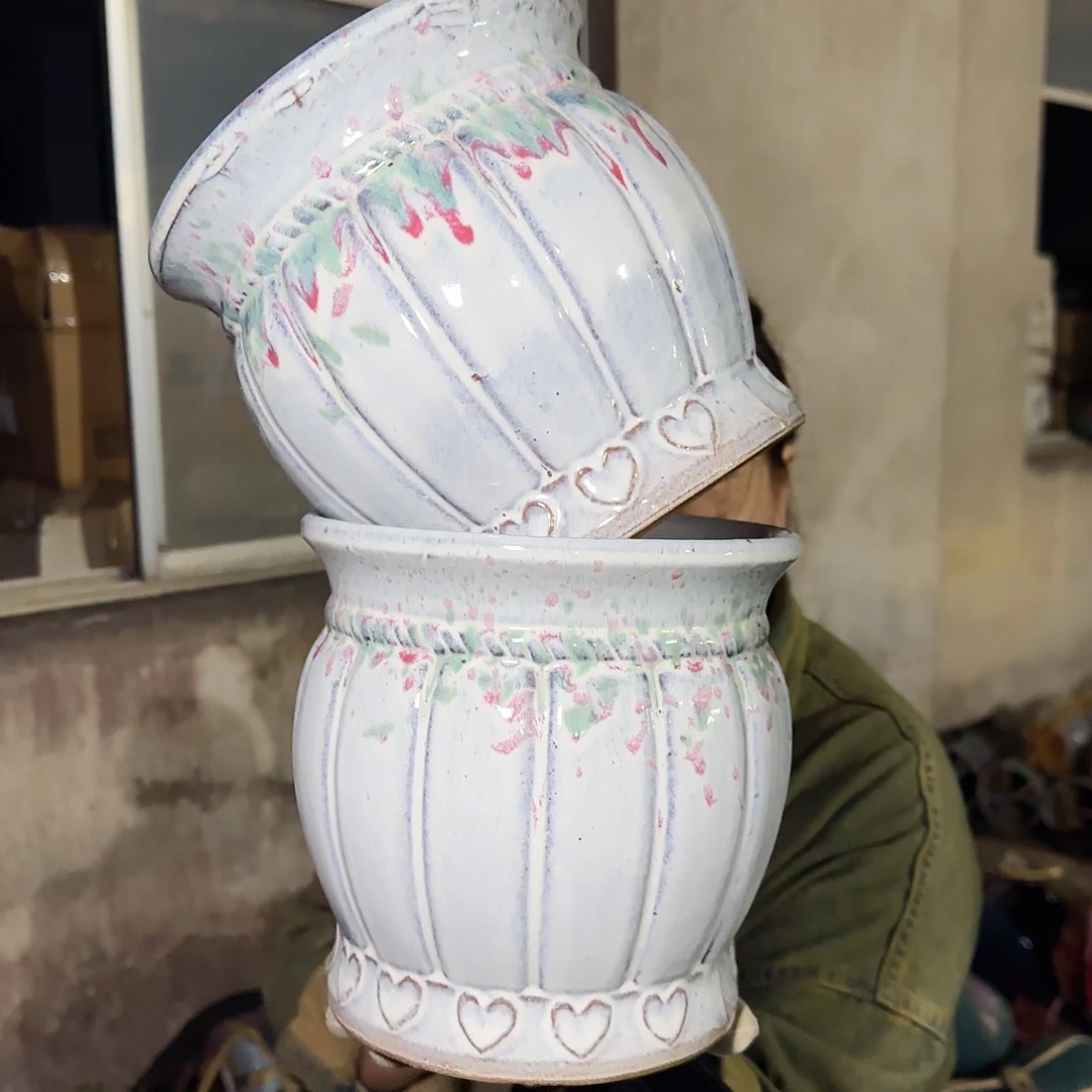 紫砂花盆高19口19