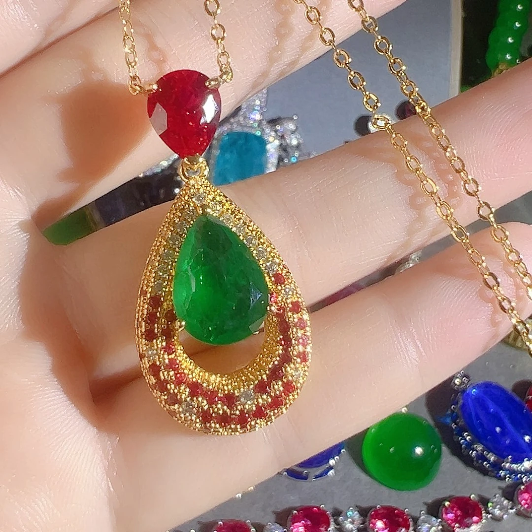 花岗石钨合金红色蓝色大吊坠