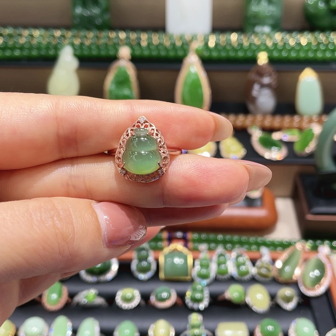 和田玉银S925镶嵌戒指