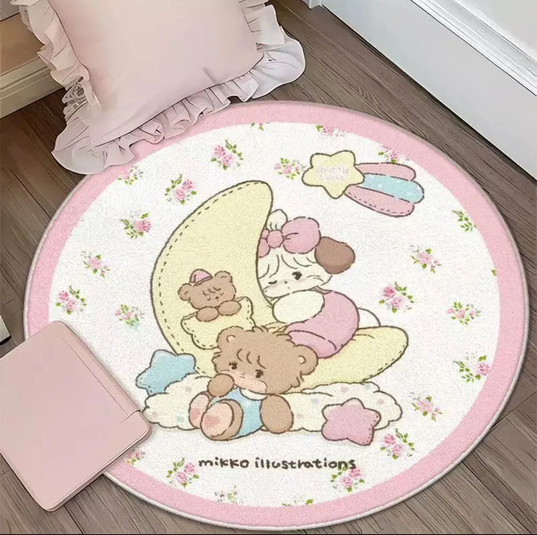 Mikko圆形床边毯客厅卧室衣帽间地毯儿童房舒适柔软仿羊绒垫子