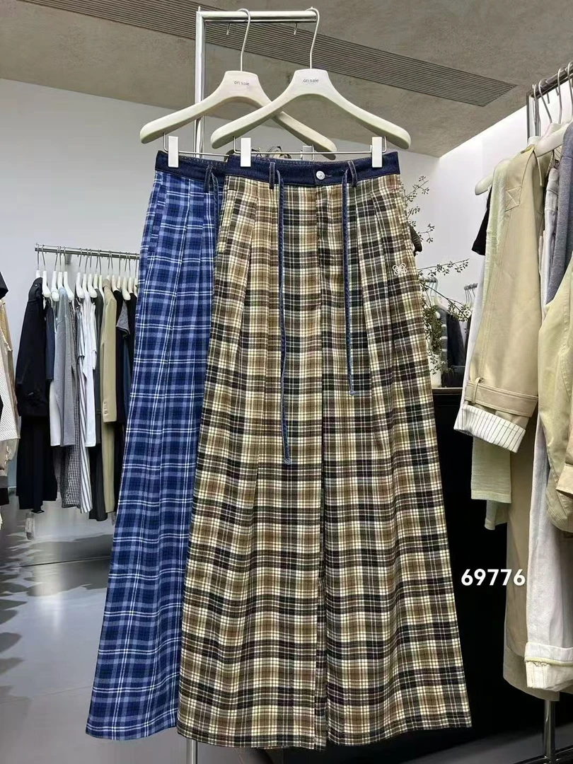 【ARONG阿荣家】格子裤子69776-蓝色卡其色-SM