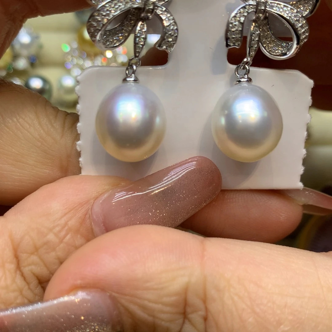 银S925镶嵌耳饰海水珍珠