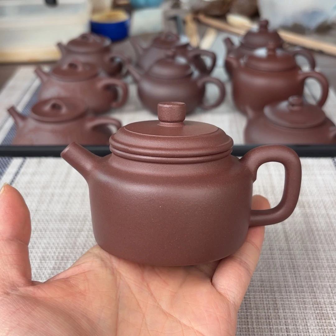 茶壶紫砂半手工老紫泥德钟壶150cc