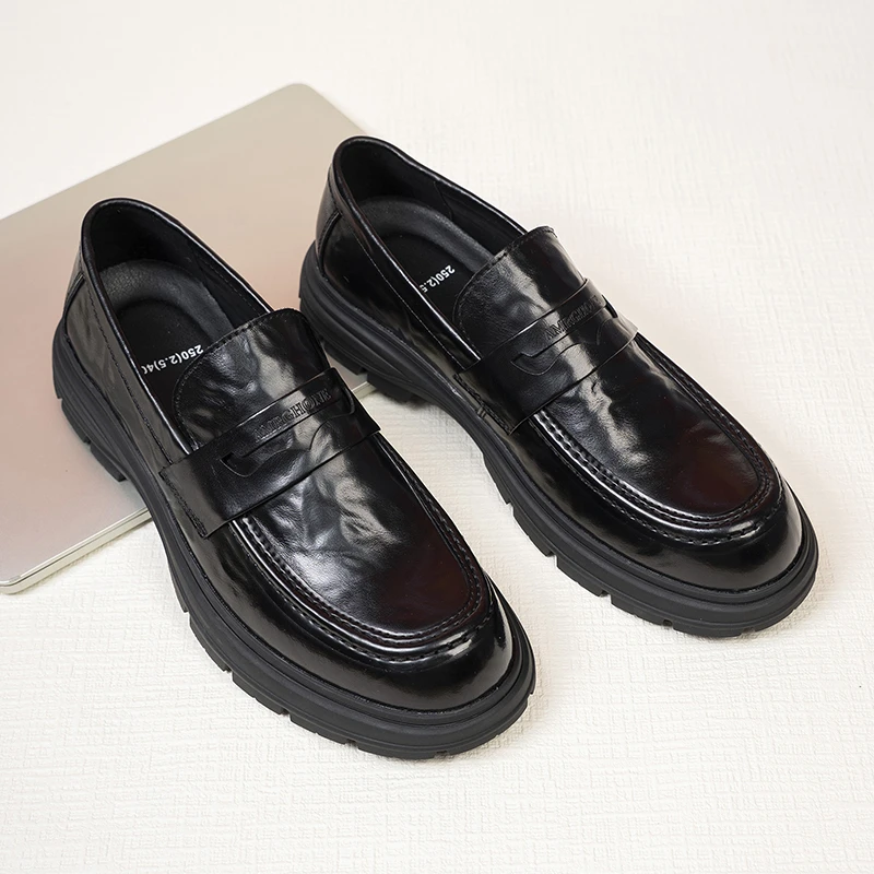 男士秋季新款休闲乐福鞋一脚蹬软皮软底牛皮百搭英伦风25233