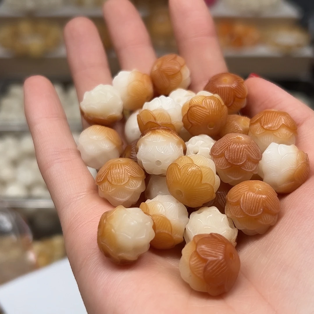 菩提根/象牙果手串瑕疵卡15炭烤莲花27颗