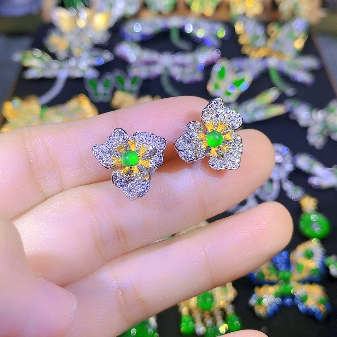 吊坠(不含链)银S925镶嵌翡翠