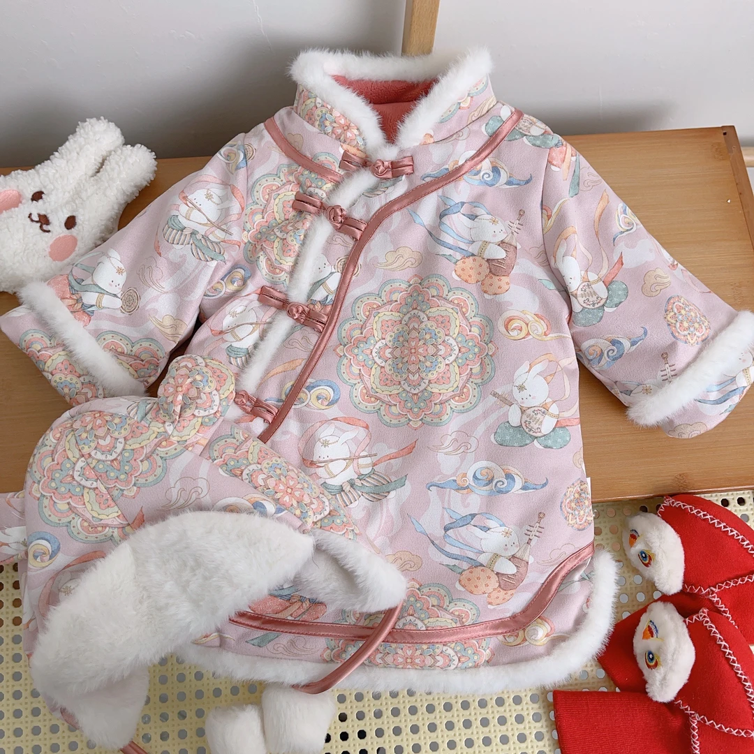 【飞天小兔-暖暖旗袍】女童汉服旗袍2025冬款新中式国风儿童旗袍裙