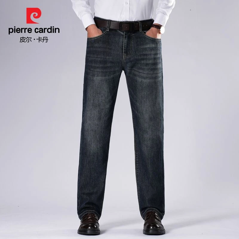 皮尔卡丹宽松直筒牛仔男2025秋冬新款厚款洗水重工艺风潮流商务男
