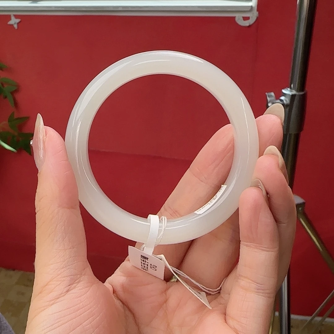 和田玉手镯未镶嵌荔枝肉 精致窄正圈54-55