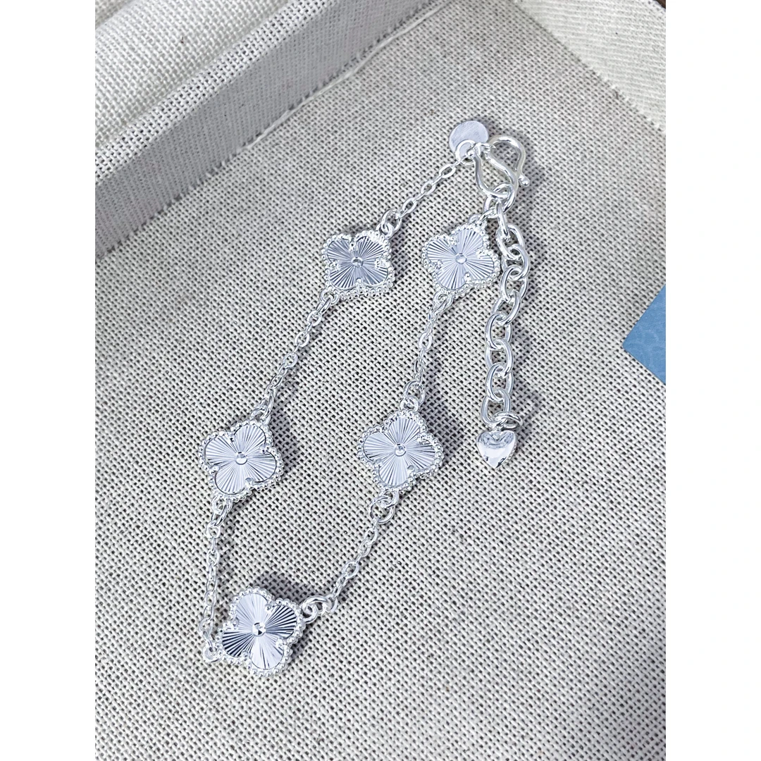 足银手镯 看款扣款号【S137】四叶草手链