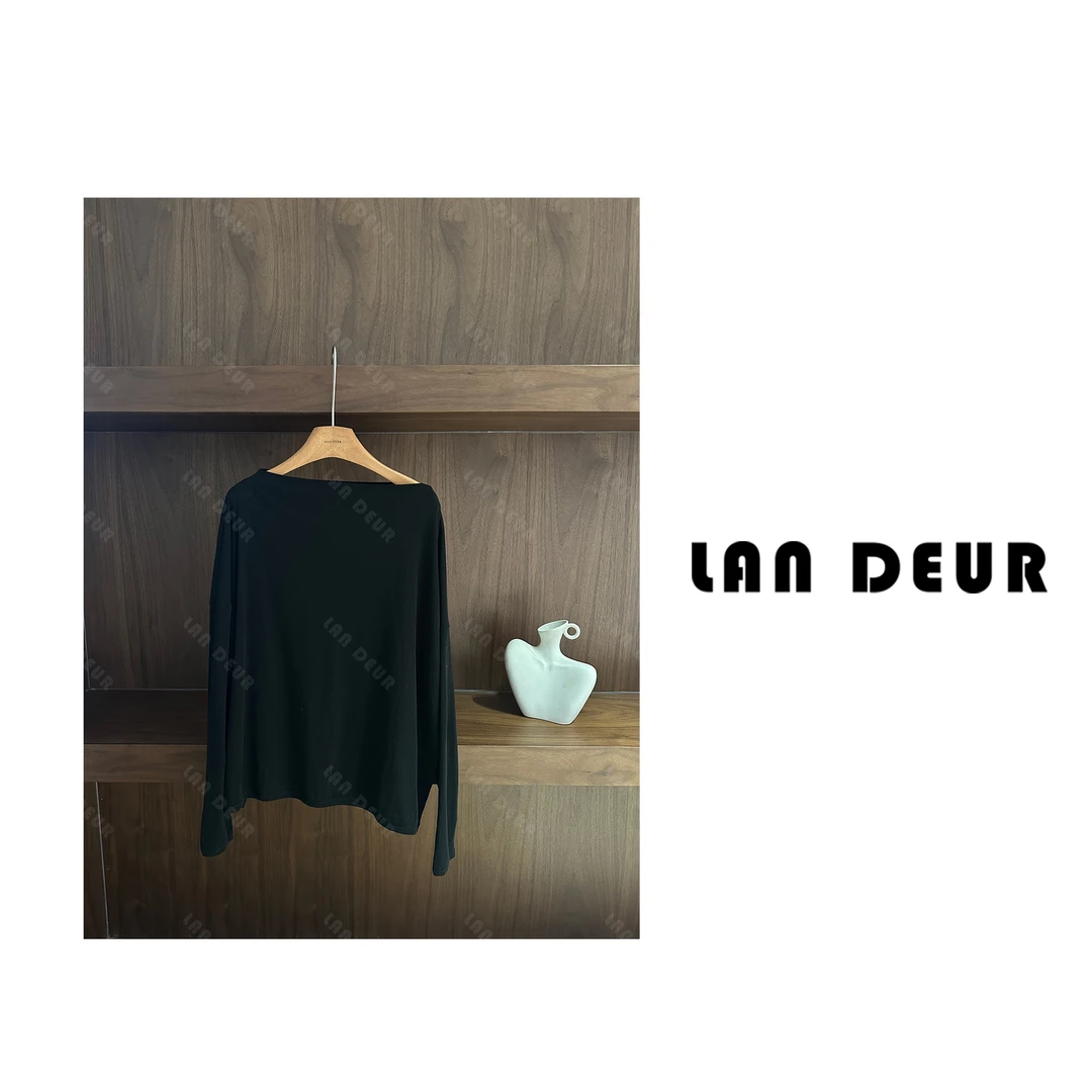 【告白信】长绒棉加捻斜肩极简老钱风气质时尚休闲黑色薄款T恤女