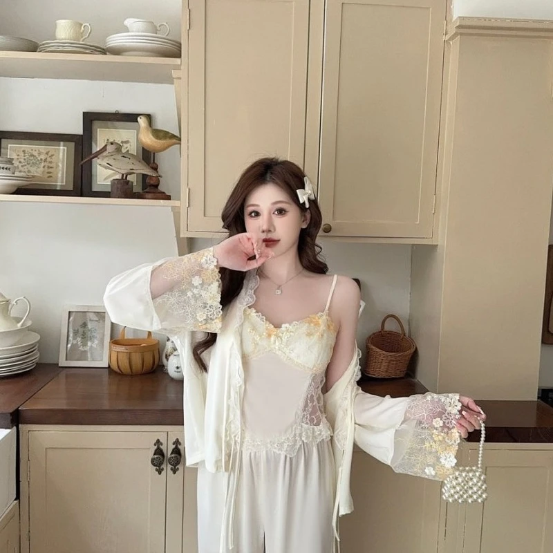 亲货福利专属100-150缎面丝绒套装三件套睡裙套装5.7