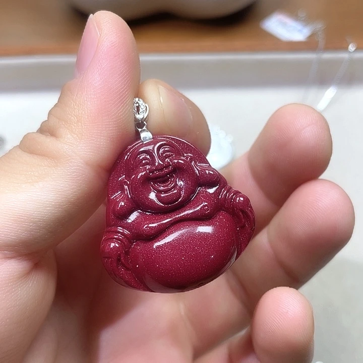 坠链均925银珐琅红色佛公