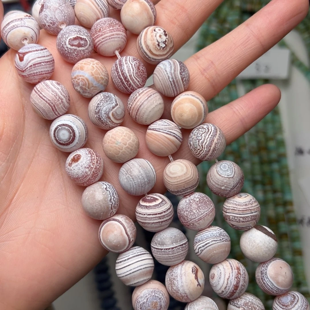 玛瑙/玉髓合金珠宝半成品L102。13.4mm天然磨砂缠丝玛瑙自由行一条