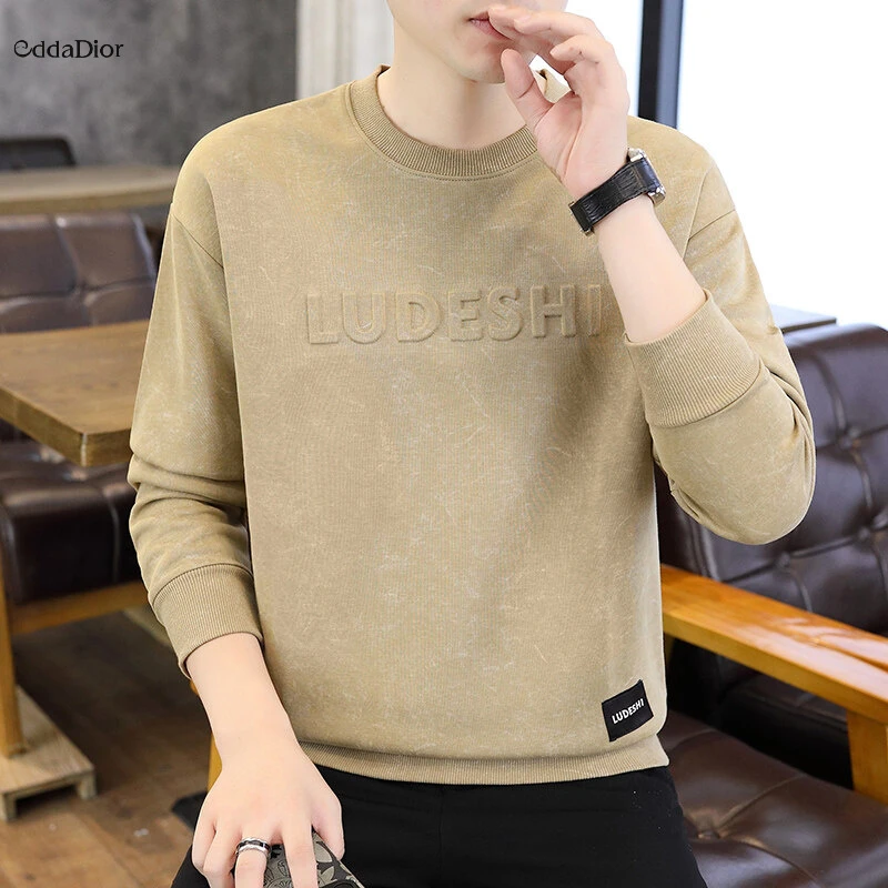 Edda Dior法国轻奢品牌拼接拼色袖圆领卫衣长袖2024秋季新款男士